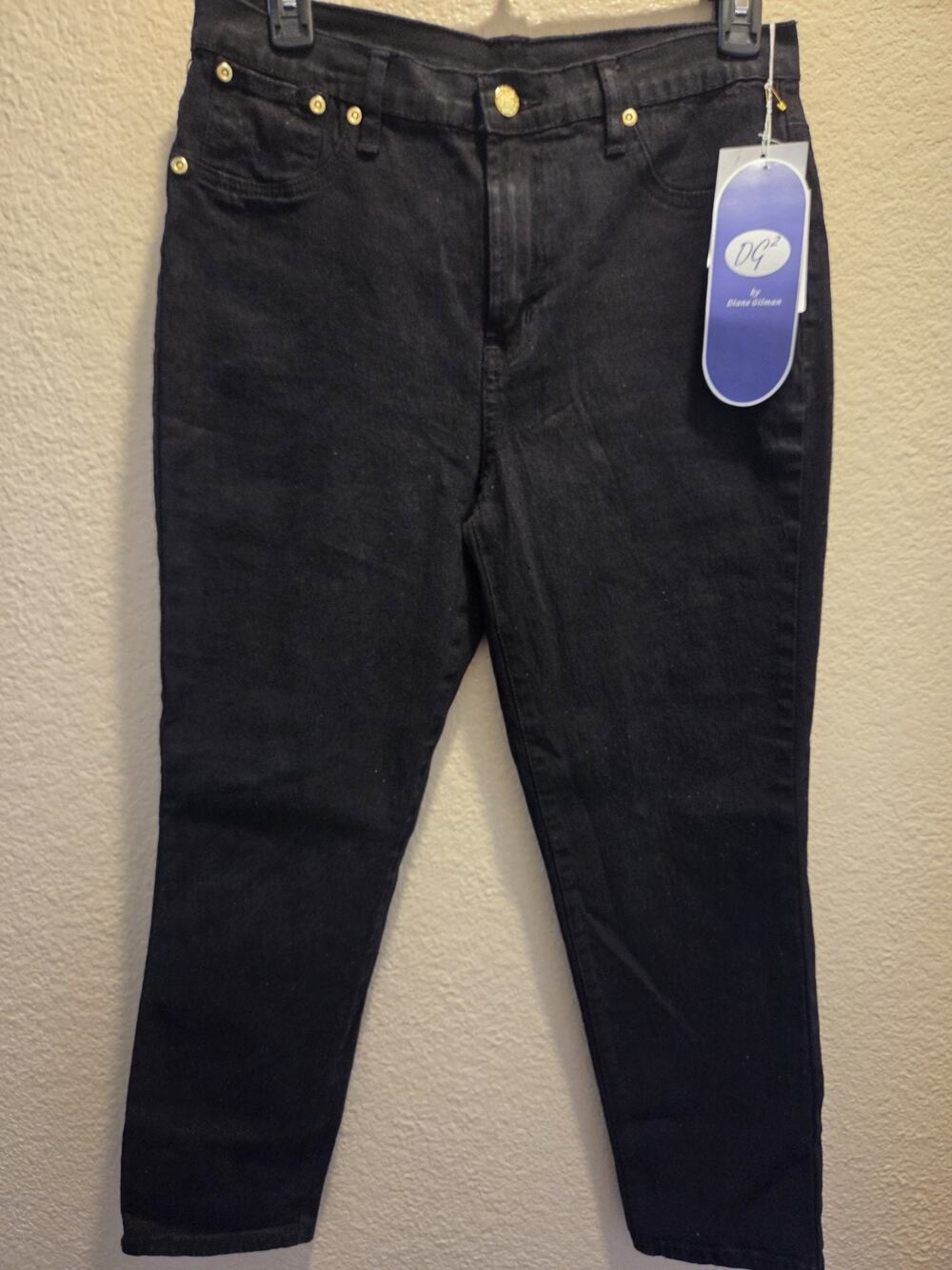 NEW DG2 Women's Black Dark Wash Denim Virtual Stretch Cropped Leg Jeans Size 6
